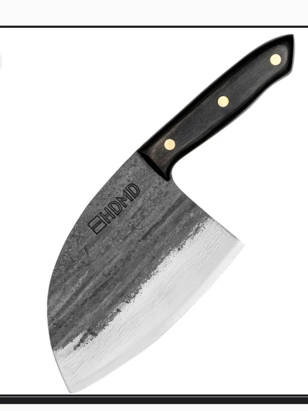HDMD Carbon Steel Cleaver Serbian Chef Knife with Black Wooden Handle
